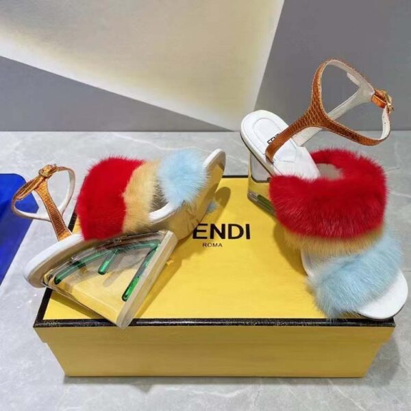 Fendi Women FF First Light Blue Mink High-Heeled Slingbacks 9.5 cm Heel (2)