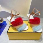 Fendi Women FF First Light Blue Mink High-Heeled Slingbacks 9.5 cm Heel - Imagen 3