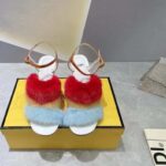 Fendi Women FF First Light Blue Mink High-Heeled Slingbacks 9.5 cm Heel - Imagen 6