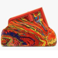 Fendi Women FF First Medium Red Marble Fabric Bag (5)