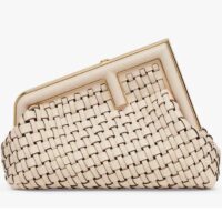 Fendi Women FF First Small Bag Beige Braided Leather Bag (1)