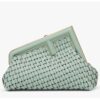 Fendi Women FF First Small Bag Mint Green Leather Interlace Bag