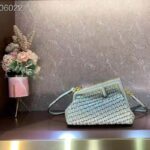 Fendi Women FF First Small Bag Mint Green Leather Interlace Bag - immagine 3