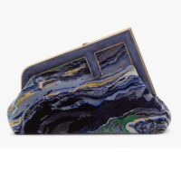 Fendi Women FF First Small Blue Marbled Fabric Bag (9)