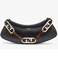 Fendi Women FF O’Lock Swing Mint Black Leather Pouch (2)