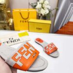 Fendi Women FF Signature Canvas Brown Leather Slides 1 Cm Heel - immagine 8