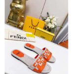 Fendi Women FF Signature Canvas Brown Leather Slides 1 Cm Heel - immagine 2