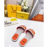 Fendi Women FF Signature Canvas Brown Leather Slides 1 Cm Heel - immagine 4