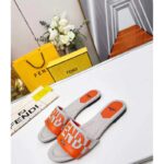 Fendi Women FF Signature Canvas Brown Leather Slides 1 Cm Heel - immagine 5