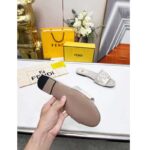 Fendi Women FF Signature Canvas White Leather Slides 1 Cm Heel - Image 11