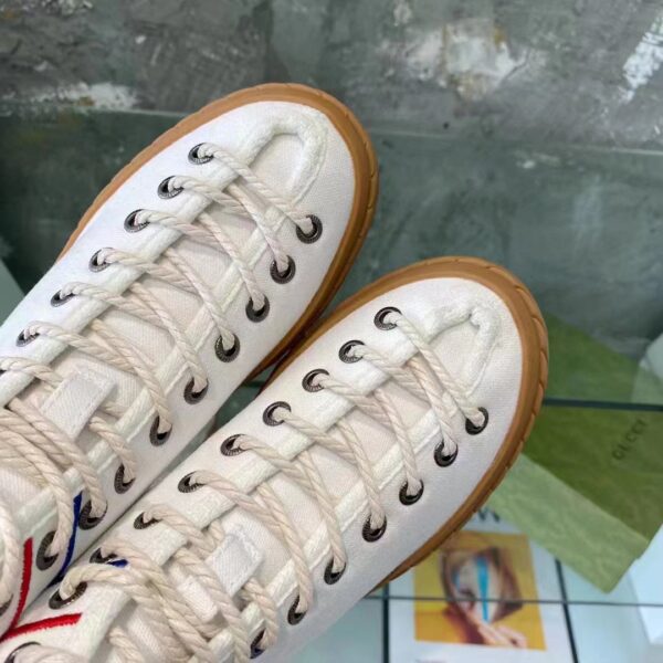 Gucci GG Unisex Interlocking G High-Top Sneaker Beige Organic Cotton (5)