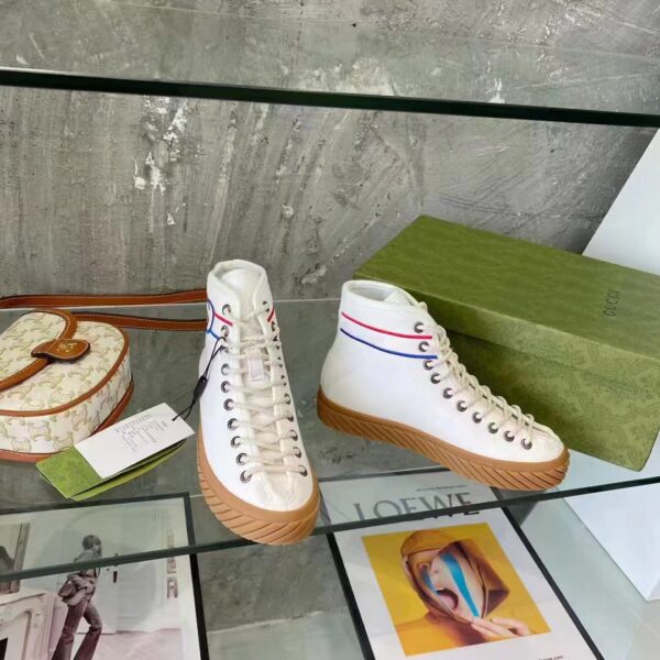Gucci GG Unisex Interlocking G High-Top Sneaker Beige Organic Cotton (6)