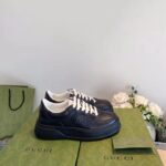 Gucci Unisex Ace GG Embossed Sneaker Black GG Embossed Leather Rubber Sole - Image 3