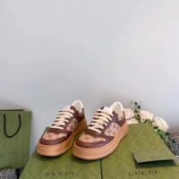 Gucci Unisex Ace Sneaker Beige Ebony Orignal GG Canvas Lace-Up Rubber Flat (11)