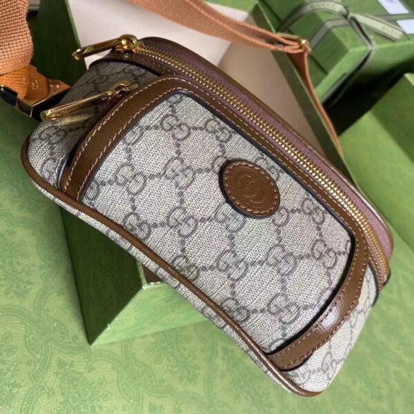 Gucci Unisex Belt bag Interlocking G Beige Ebony GG Supreme Canvas (6)