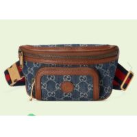 Gucci Unisex Belt bag Interlocking G Blue Ivory GG Denim Jacquard (10)