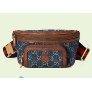 Gucci Unisex Belt bag Interlocking G Blue Ivory GG Denim Jacquard