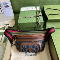 Gucci Unisex Belt bag Interlocking G Blue Ivory GG Denim Jacquard (10)