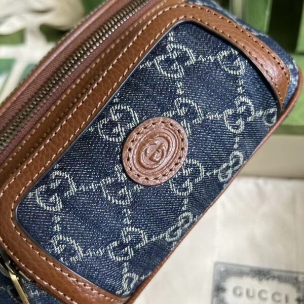 Gucci Unisex Belt bag Interlocking G Blue Ivory GG Denim Jacquard (5)