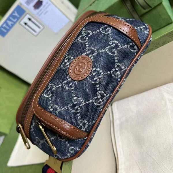 Gucci Unisex Belt bag Interlocking G Blue Ivory GG Denim Jacquard (6)
