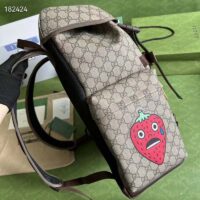 Gucci Unisex Cat Print Skateboard Backpack Beige Ebony GG Supreme Canvas (10)