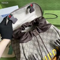 Gucci Unisex Cat Print Skateboard Backpack Beige Ebony GG Supreme Canvas (10)
