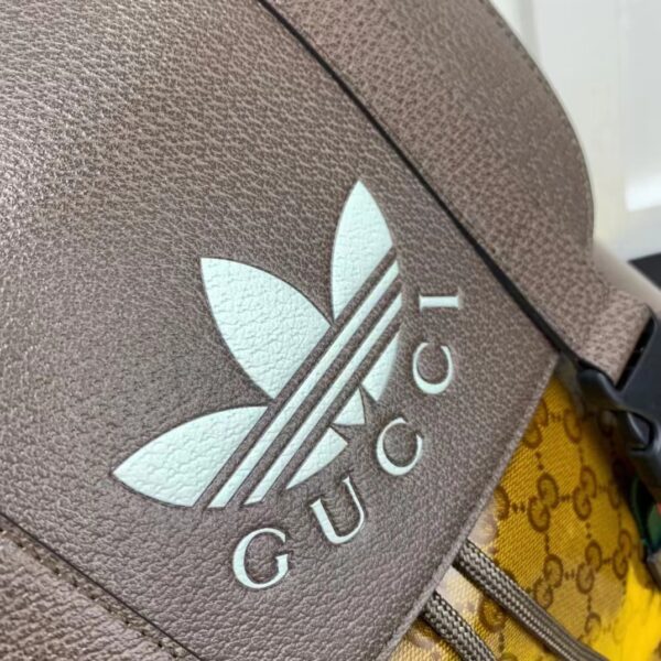 Gucci Unisex GG Adidas x Gucci Backpack Beige Brown GG Crystal Canvas Trefoil Print (8)