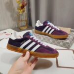 Gucci Unisex GG Adidas x Gucci Gazelle Sneaker Burgundy Velvet Suede Duchesse Demetra - immagine 9