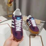 Gucci Unisex GG Adidas x Gucci Gazelle Sneaker Burgundy Velvet Suede Duchesse Demetra - immagine 8