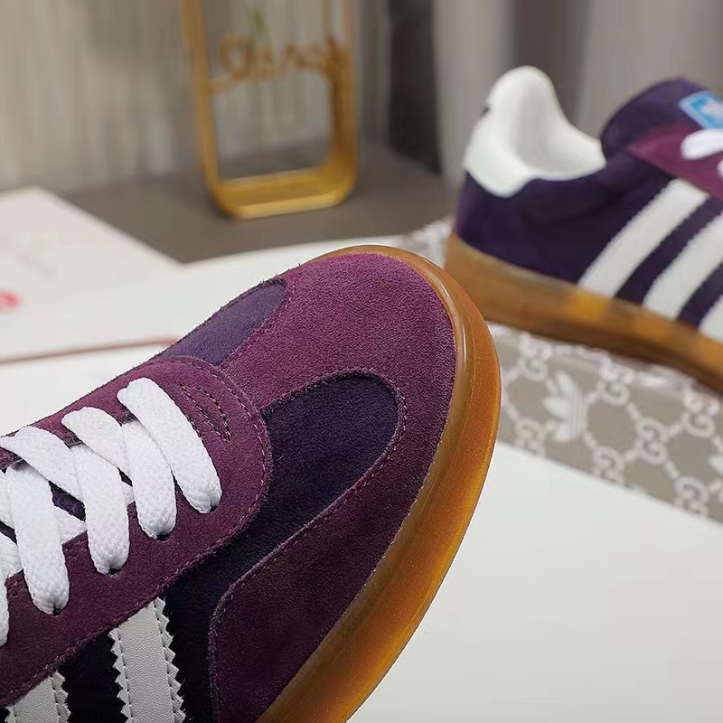 Gucci Unisex GG Adidas x Gucci Gazelle Sneaker Burgundy Velvet Suede Duchesse Demetra
