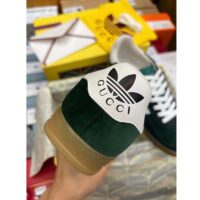 Gucci Unisex GG Adidas x Gucci Gazelle Sneaker Green Suede White Demetra Trefoil (4)