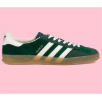 Gucci Unisex GG Adidas x Gucci Gazelle Sneaker Green Suede White Demetra Trefoil (4)