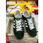 Gucci Unisex GG Adidas x Gucci Gazelle Sneaker Green Suede White Demetra Trefoil - immagine 2