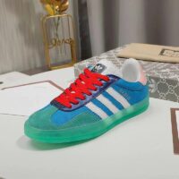 Gucci Unisex GG Adidas x Gucci Gazelle Sneaker Light Blue Silk Duchesse Demetra (4)