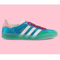 Gucci Unisex GG Adidas x Gucci Gazelle Sneaker Light Blue Silk Duchesse Demetra (4)