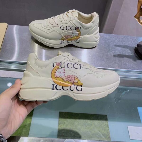 Gucci Unisex GG Bananya Rhyton Sneaker Ivory Demetra Rubber Sole 5 Cm Heel (10)