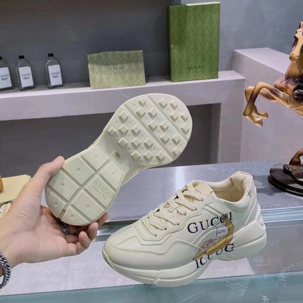 Gucci Unisex GG Bananya Rhyton Sneaker Ivory Demetra Rubber Sole 5 Cm Heel (11)