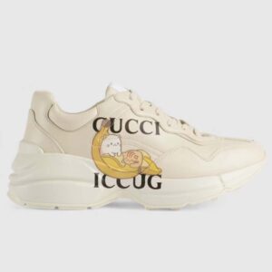 Gucci Unisex GG Bananya Rhyton Sneaker Ivory Demetra Rubber Sole 5 Cm Heel