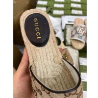 Gucci Unisex GG Matelassé Canvas Espadrille Sandal Beige Ebony 2 Cm Heel (2)