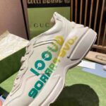 Gucci Unisex GG Rhyton Love Parade Sneaker Ivory Leather Rubber Sole Low Heel – Image 7