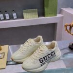 Gucci Unisex GG Rhyton Sneaker '25' Ivory Demetra Rubber Sole 5 Cm Heel - Image 3