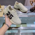 Gucci Unisex GG Rhyton Sneaker '25' Ivory Demetra Rubber Sole 5 Cm Heel - Image 6