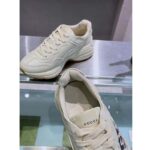 Gucci Unisex GG Rhyton Sneaker '25' Ivory Demetra Rubber Sole 5 Cm Heel - Image 10