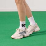 Gucci Unisex GG Rhyton Sneaker '25' Ivory Demetra Rubber Sole 5 Cm Heel - Image 11