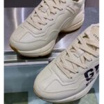 Gucci Unisex GG Rhyton Sneaker '25' Ivory Demetra Rubber Sole 5 Cm Heel - Image 9