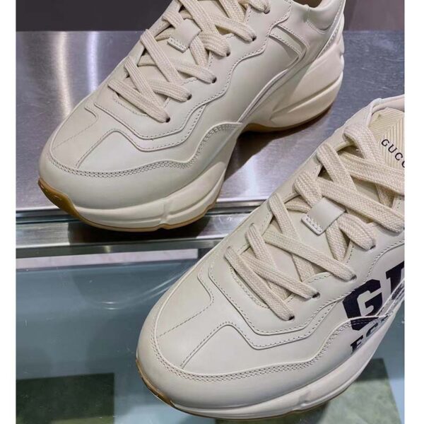 Gucci Unisex GG Rhyton Sneaker ’25’ Ivory Demetra Rubber Sole 5 Cm Heel (2)
