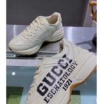 Gucci Unisex GG Rhyton Sneaker '25' Ivory Demetra Rubber Sole 5 Cm Heel - Image 8
