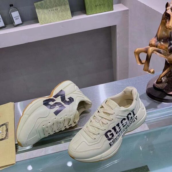 Gucci Unisex GG Rhyton Sneaker ’25’ Ivory Demetra Rubber Sole 5 Cm Heel (6)