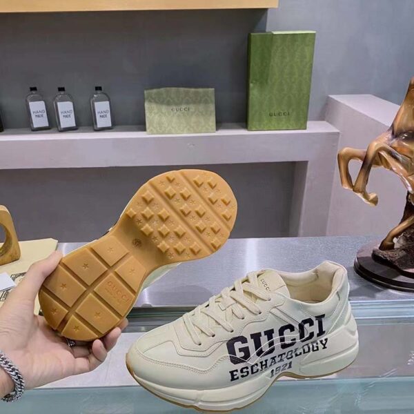 Gucci Unisex GG Rhyton Sneaker ’25’ Ivory Demetra Rubber Sole 5 Cm Heel (7)