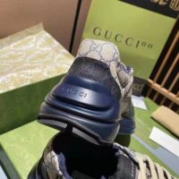 Gucci Unisex GG Rhyton Sneaker Beige Blue GG Supreme Canvas 5 Cm Heel (1)